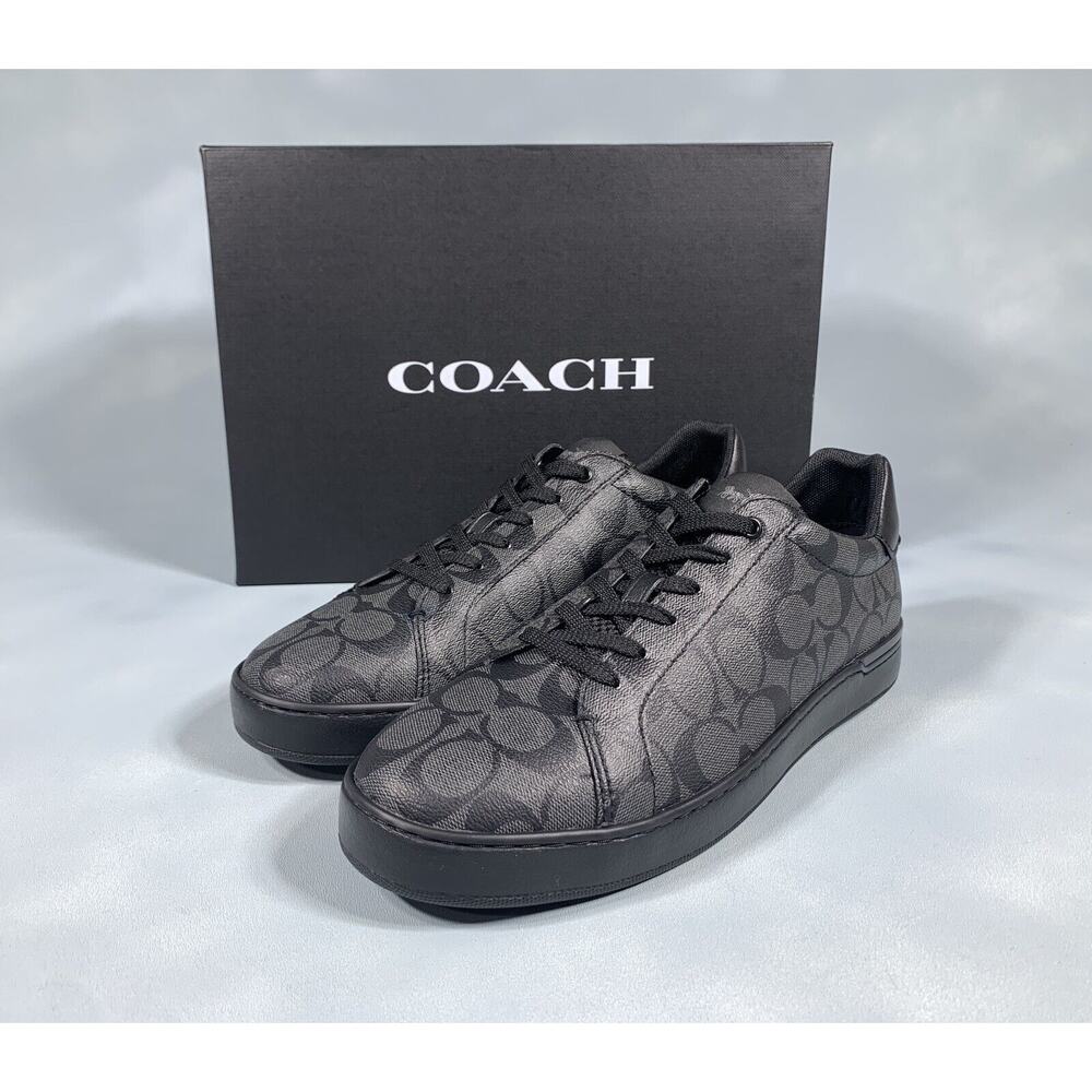 $168 Coach Clip Signature Low Top Sneaker Charcoal Black G4949 Men's Size 12
